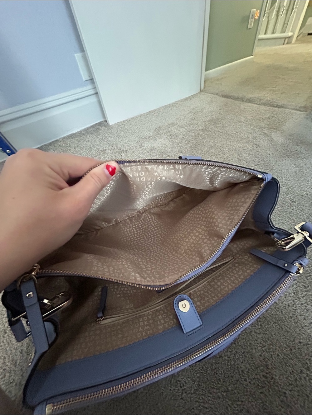 kate spade Periwinkle Leather Satchel Tote - Lavender Blue - Picture 15 of 16